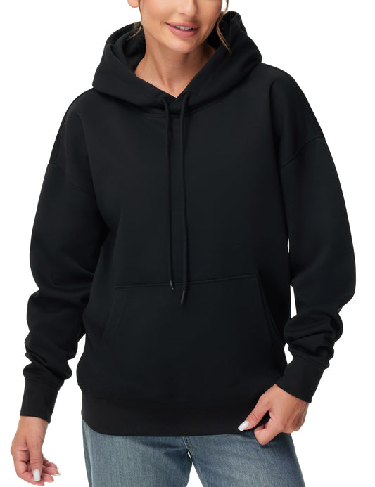 THE GYM PEOPLE Womens Oversized Hoodie Lightweight Soft Drawstring Pullover Sweatshirt with Pockets Black