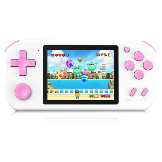 TEBIYOU Handheld Games for Kids Built-in 218 Video Games Portable Kids Travel Toys for Ages 4-13 with Rechargeable Battery 3.0" HD Screen Mini Gaming Player Birthday Gifts for Boys Girls (White)