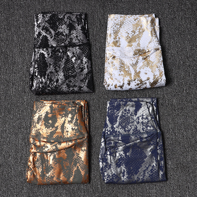 Skinny Stretch Foiled Yoga Pants for Active Wear