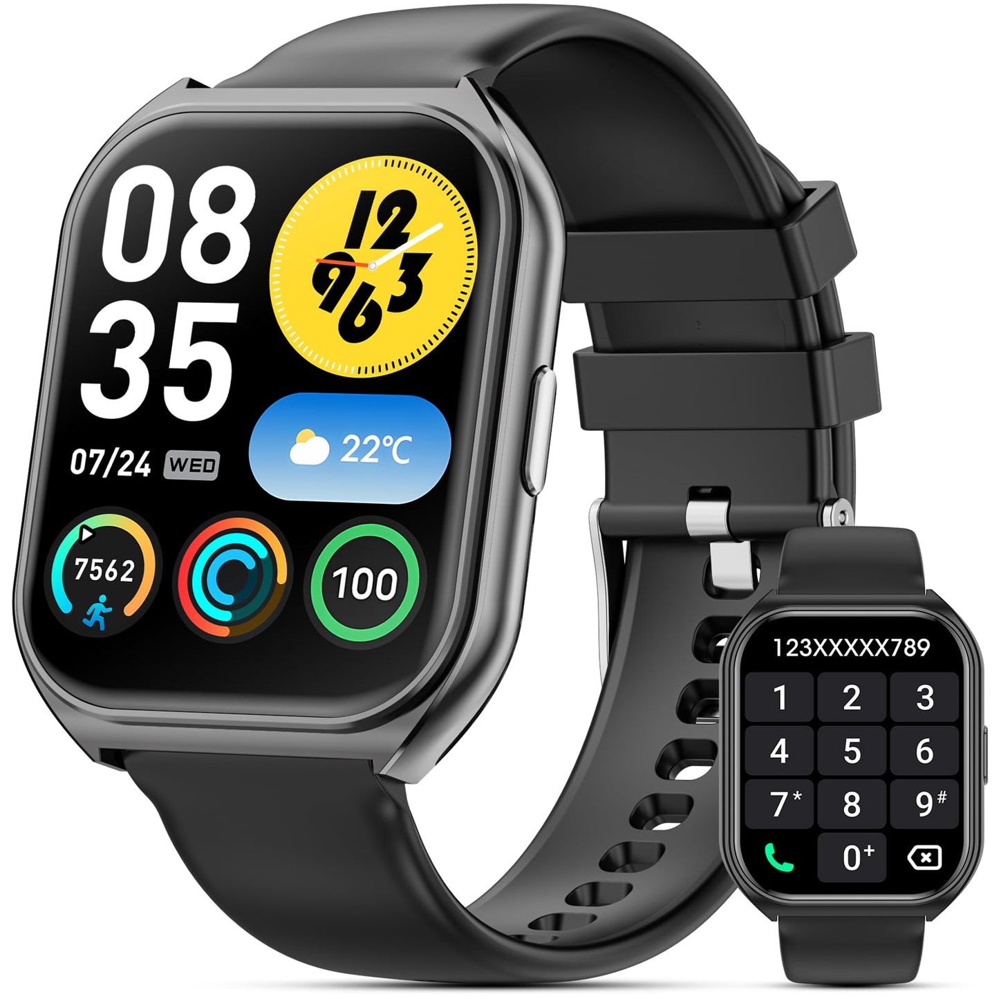 Joautrial Smart Watch for Men Women 1.85" HD Smartwatch (Answer/Make Call)Activity Fitness Tracker with Heart Rate Sleep Monitor Pedometer100+ Sport Modes Fitness Watch for Android iPhone (Black)
