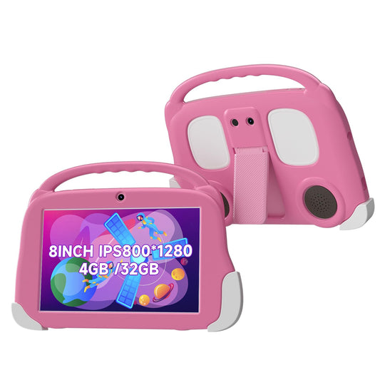 Aheadthink Kids Tablet 8 inch Tablet 4GB RAM 32GB ROM 512GB Expansion Android 12 Kids BT GMS WiFi Parental Control Mode Beautiful Case Wear Resistant Dual Camera Education Gaming.