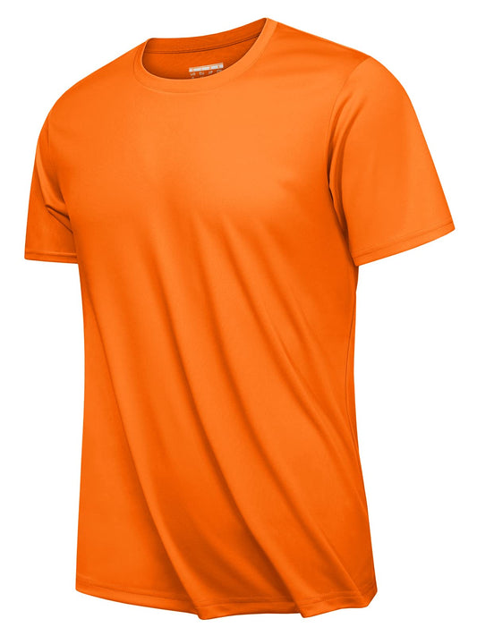 MAGNIVIT Mens Short Sleeve Shirts Dry Fit Shirt Moisture Wicking Athletic Shirt Regular Fit Shirts Swim Shirt Fishing Shirt Orange