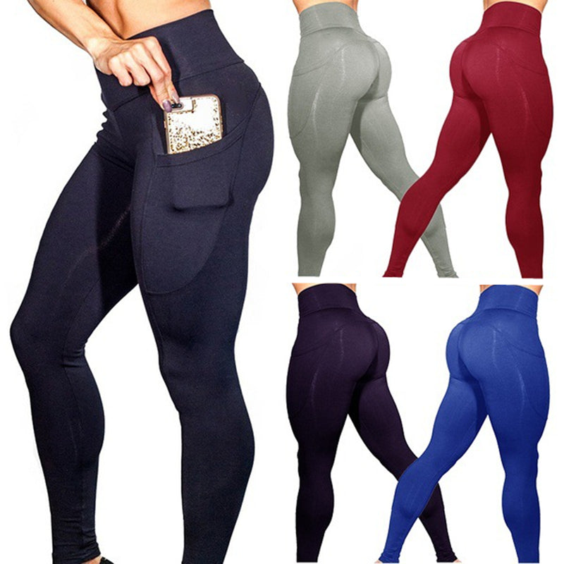 High-Waist Yoga Pants with Pocket and Butt Lift Design