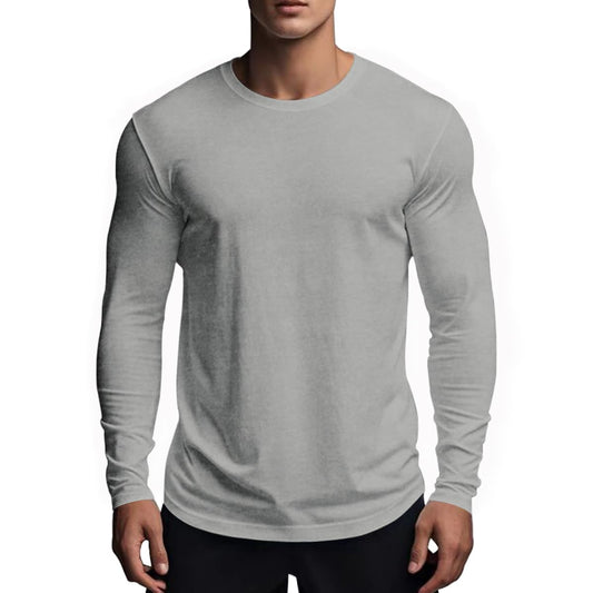 Muscle Killer Mens Gym Workout Long Sleeve T Shirt Lightweight Dry Fit Moisture Wicking Active Shirts Running Fitness Tee Gray