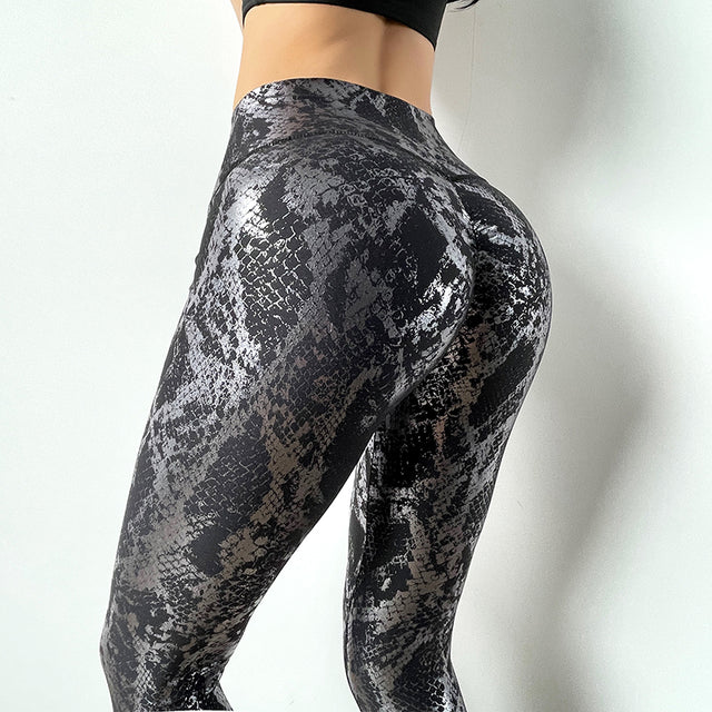Skinny Stretch Foiled Yoga Pants for Active Wear