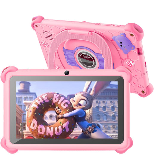 Kids Tablet 7" Toddler Tablet for Kids 2GB RAM 32GB ROM Kids Learning Tablets with Case Bluetooth WiFi GMS Parental Control Children Tablet for Girls Boys Free Games and App Preinstalled Pink