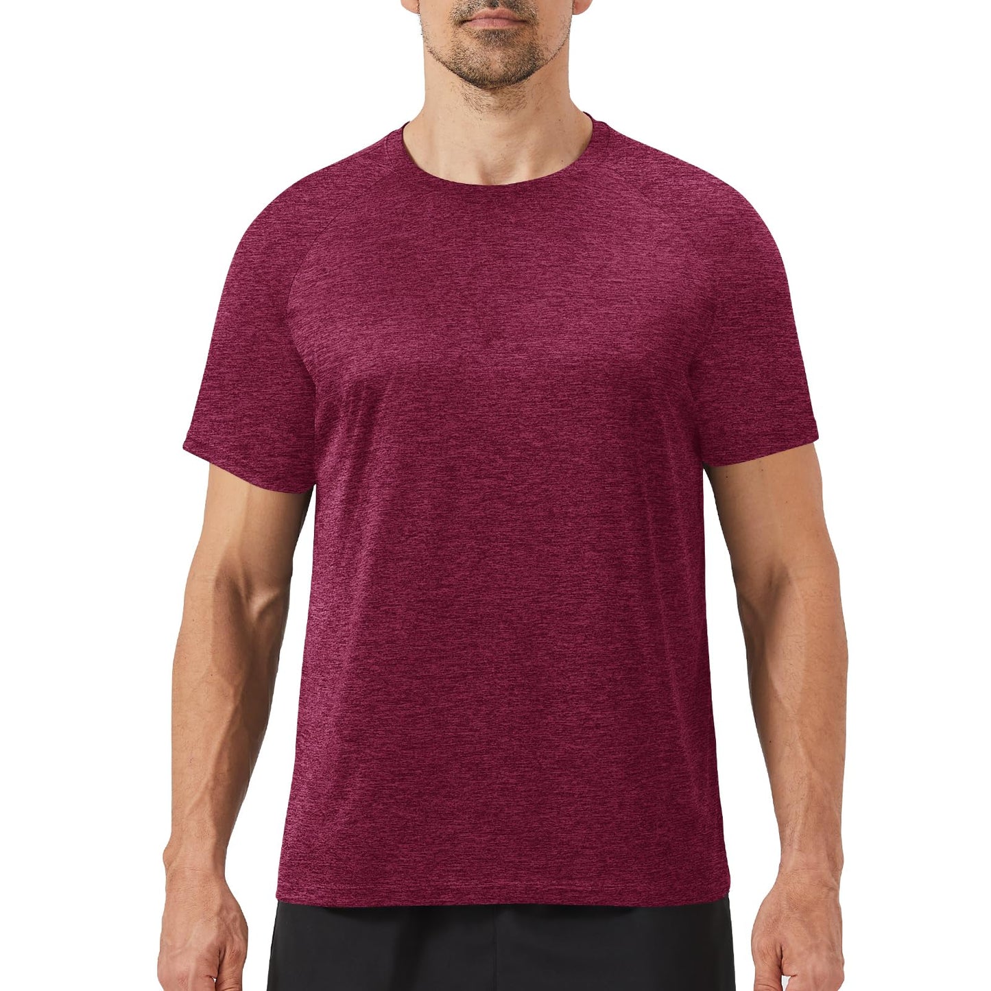 Workout Mens Shirts - Casual Black Dry Fit Moisture Wicking T-Shirts Crew Neck Short Sleeve for Gym Athletic Running