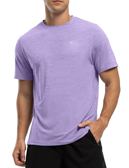 Rdruko Mens Workout Shirts Moisture Wicking Dry Fit Short Sleeve Lightweight UPF 50+ Athletic Running Gym Active T ShirtsDark Purple2XL