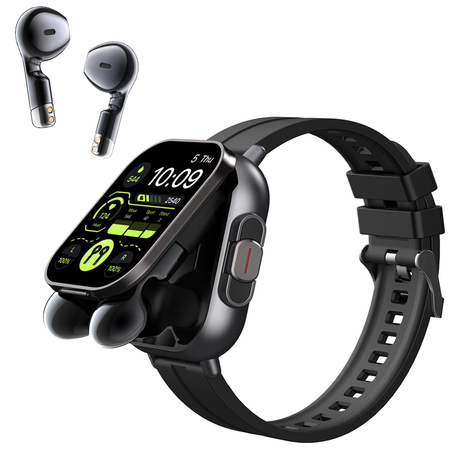 Denash Smart Watch with Earbuds 2.01" HD Screen Fitness Watch 2 in 1 Smartwatch with 100+ Sport Fitness Tracker Sleep/Heart Rate/Blood Pressure Monitor Pedometer for iOS & AndrodBlack
