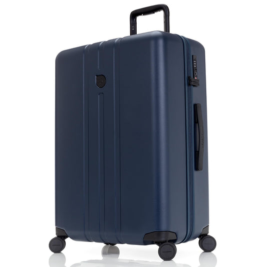 Aerotrunk Medium Checked Luggage with Spinner Wheels - Lightweight Hard Shell Travel Suitcase with TSA Lock - 26.5" Blue