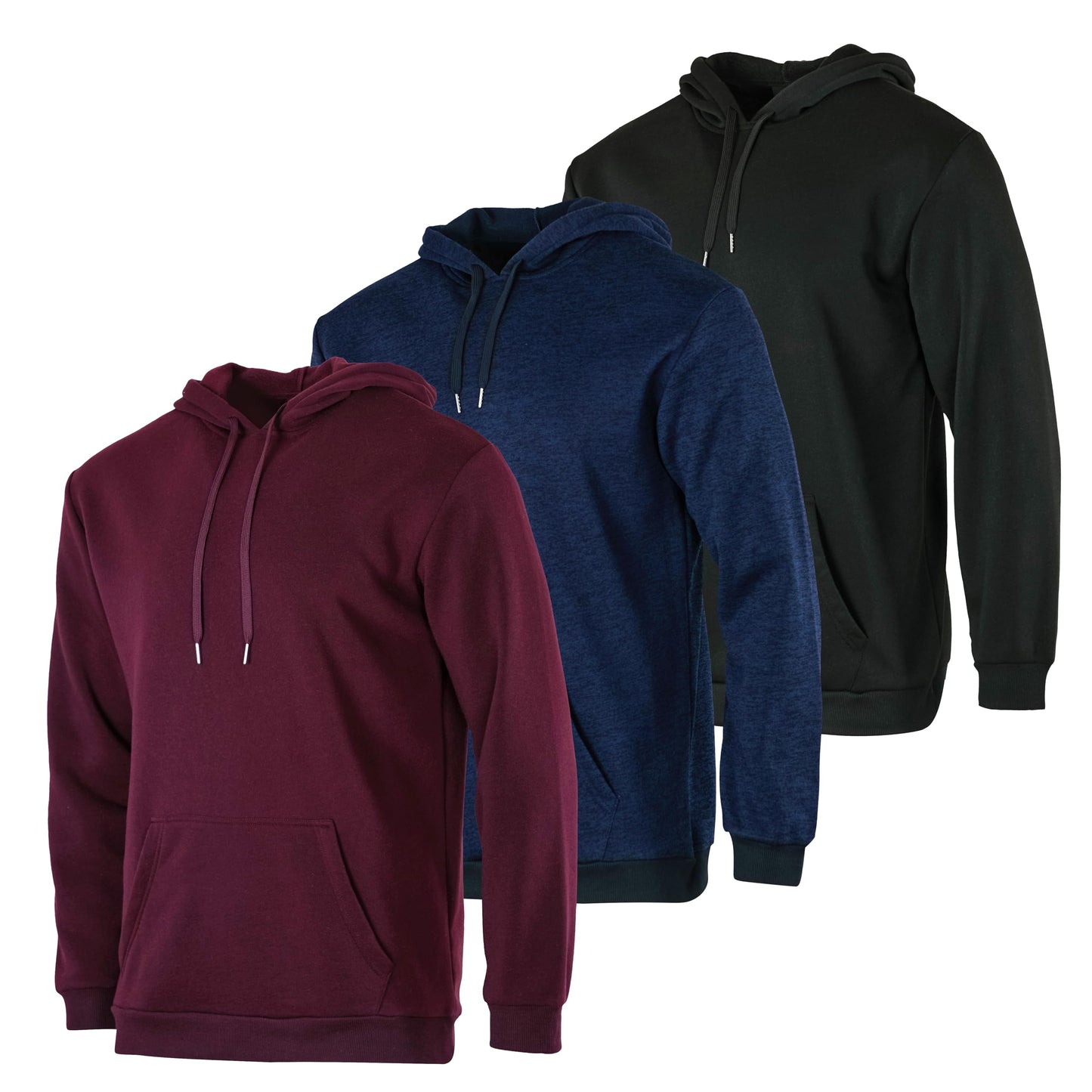 3 Pack: Men’s Fleece Warm Dry Fit Wicking Long Sleeve Active Athletic Hoodie Performance Hooded T Shirt Workout Running Fitness Gym Sports Fishing Casual Sweatshirt Outdoor Hiking-Set 4 Medium